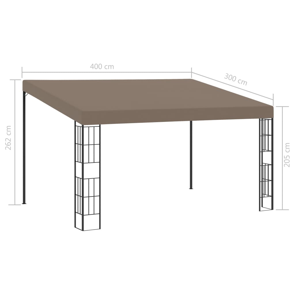 vidaXL Veggmontert paviljong 4x3 m gråbrun stoff