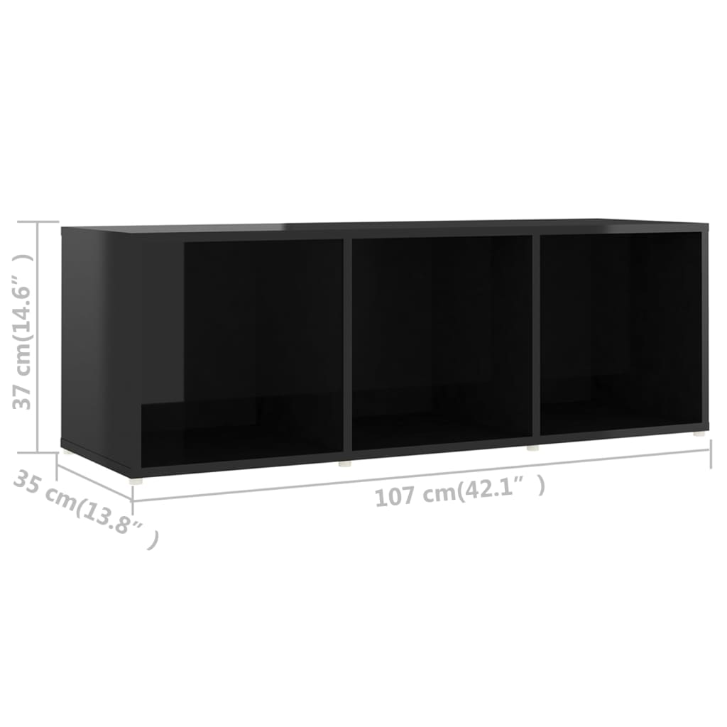 vidaXL TV-benk høyglans svart 107x35x37 cm sponplate