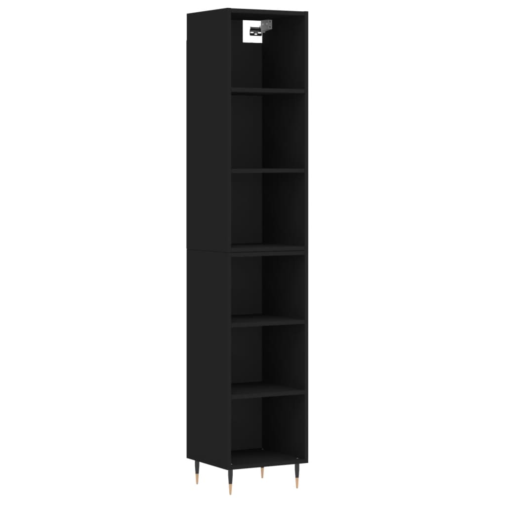 vidaXL Highboard svart 34,5x32,5x180 cm konstruert tre