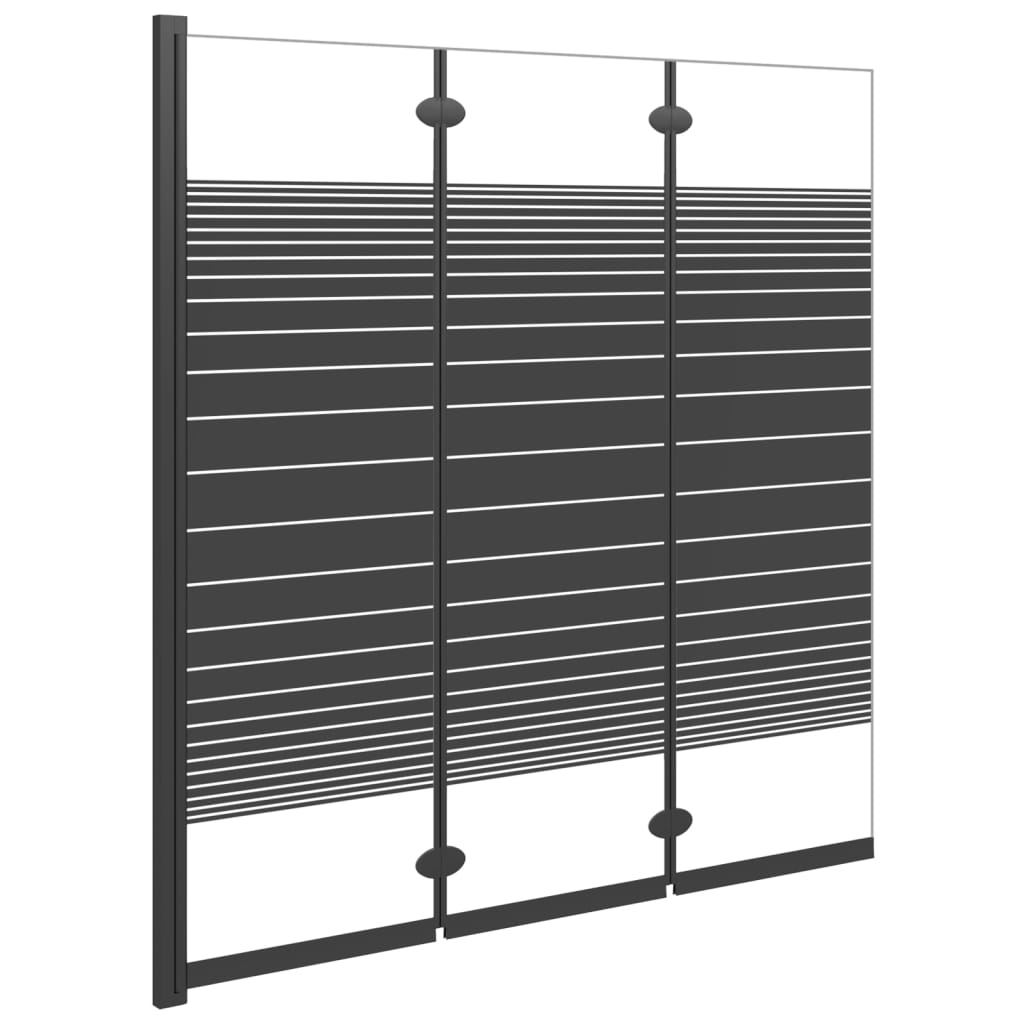 vidaXL Leddet dusjdør med 3 paneler 130x130 cm ESG svart