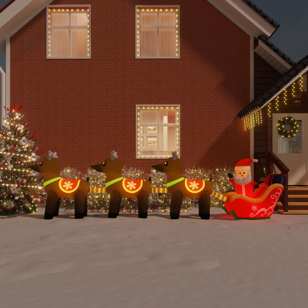 vidaXL Oppblåsbar julenisse og reinsdyr LED 138 cm