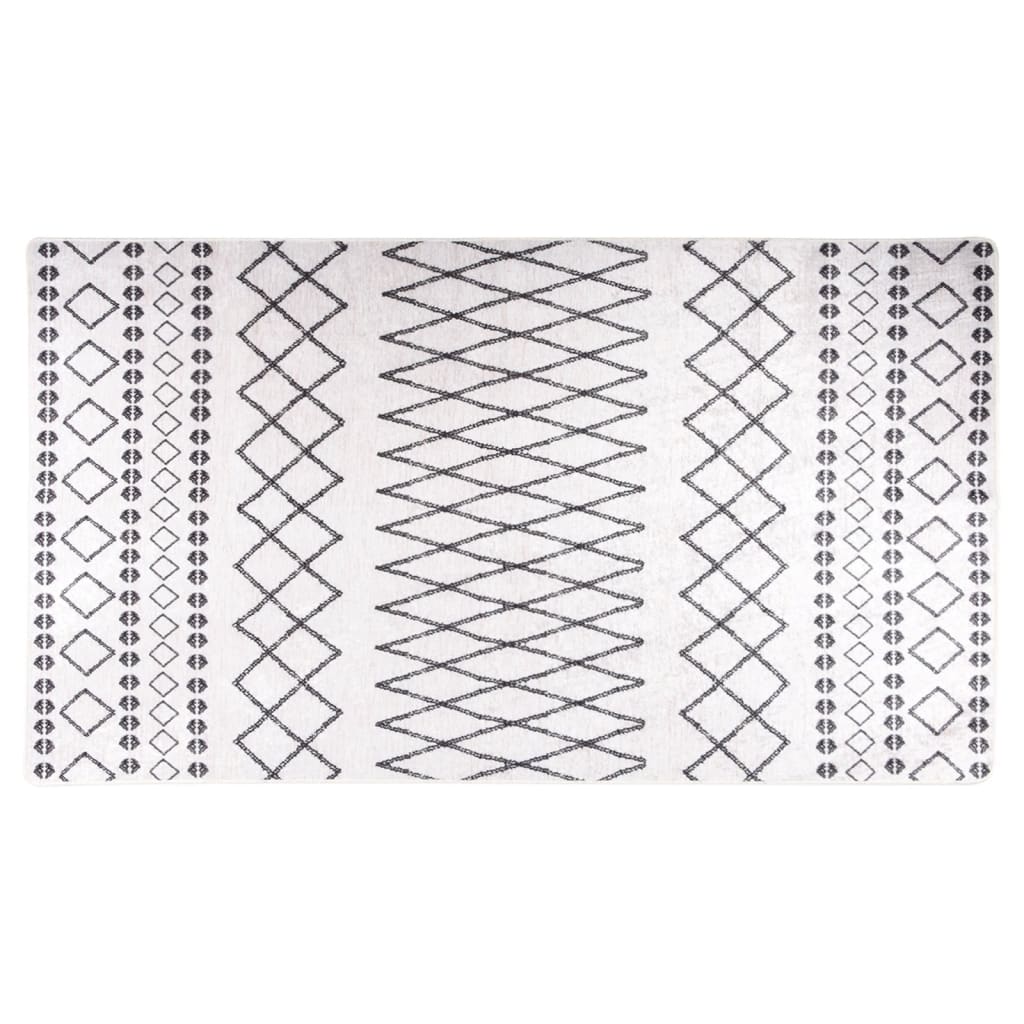 vidaXL Vaskbart teppe 190x300 cm sklisikker svart og hvit