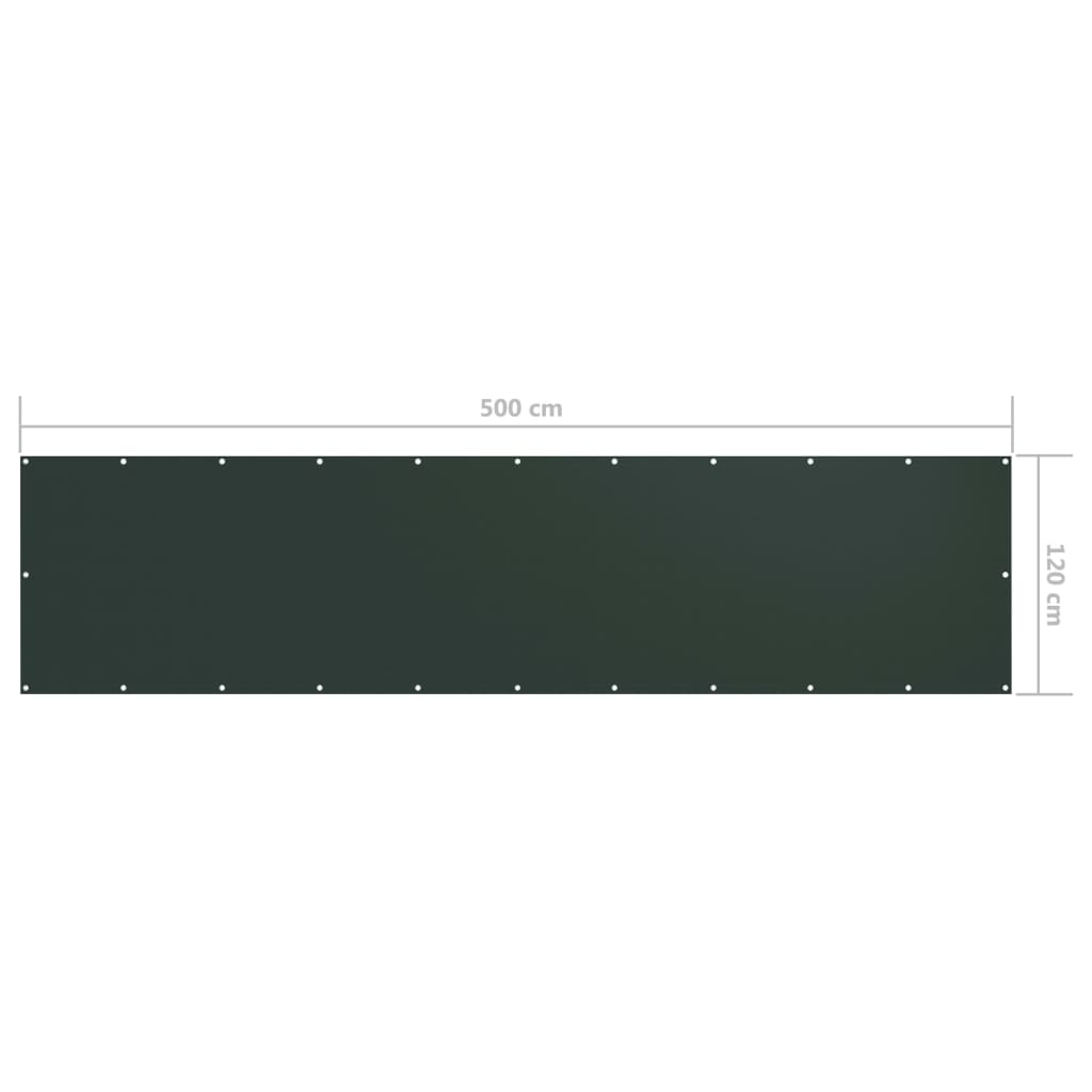 vidaXL Balkongskjerm mørkegrønn 120x500 cm oxfordstoff