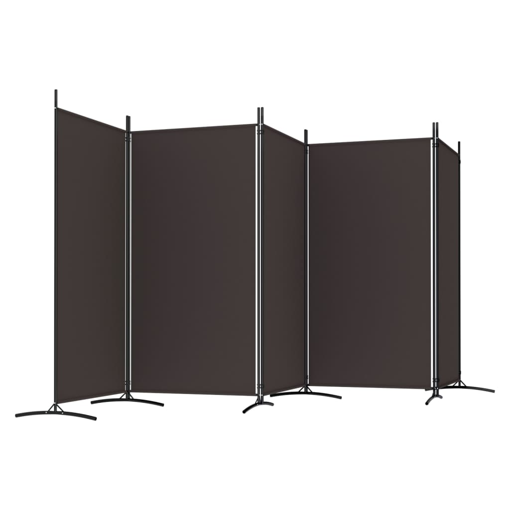 vidaXL Romdeler med 5 paneler brun 433x180 cm stoff