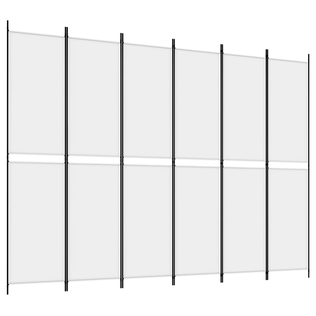 vidaXL Romdeler 6 paneler hvit 300x220 cm stoff