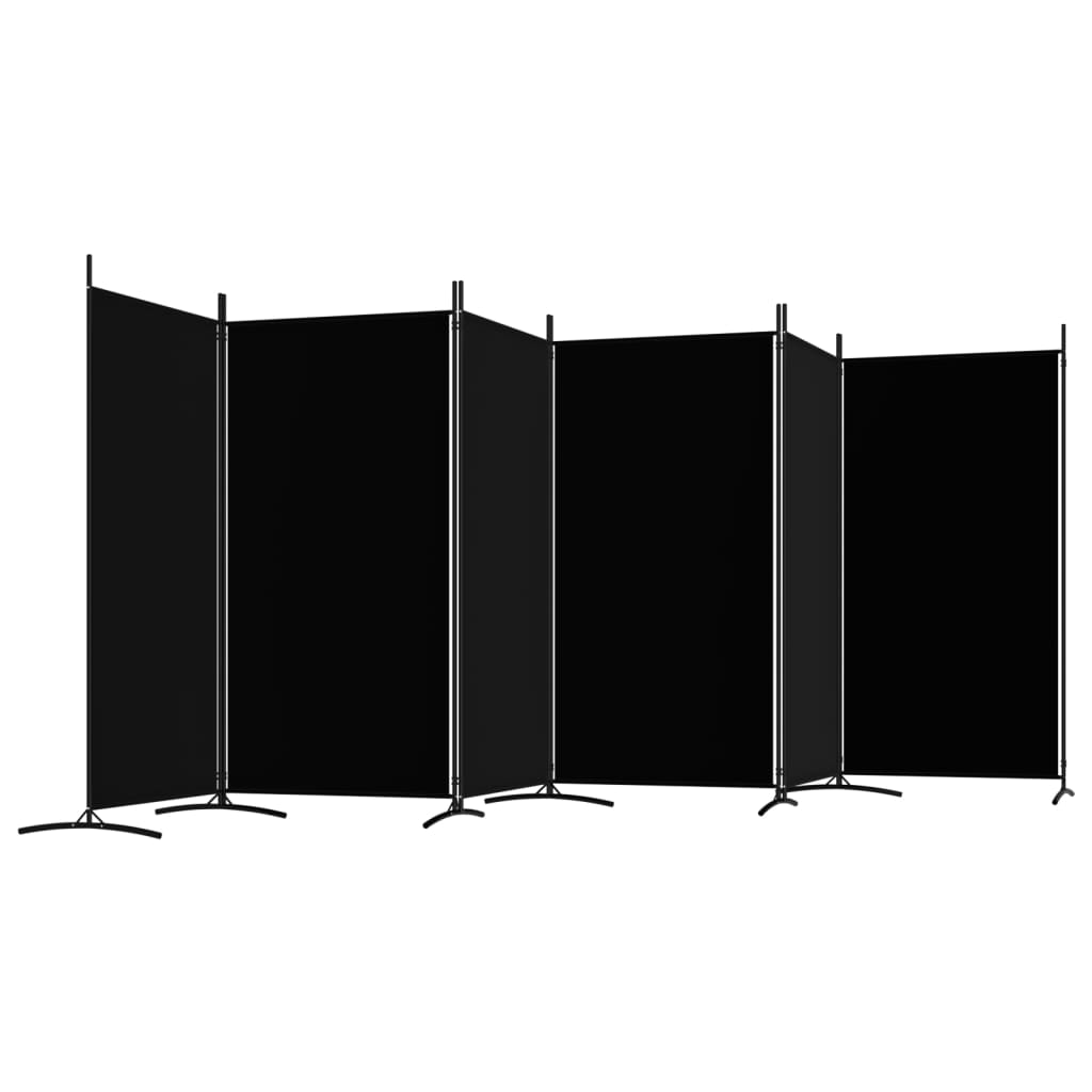 vidaXL Romdeler med 6 paneler svart 520x180 cm stoff
