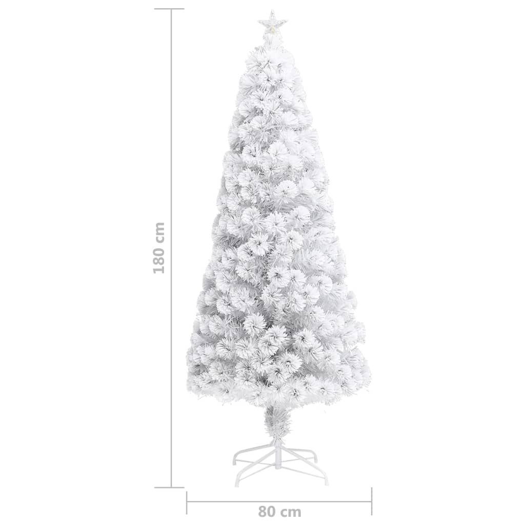 vidaXL Forhåndsbelyst kunstig juletre hvit 180 cm fiberoptikk