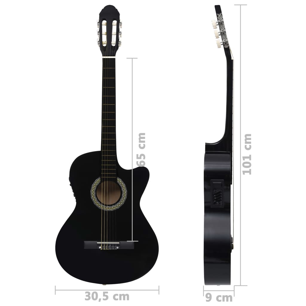 vidaXL Western gitarsett 12 deler med equalizer og 6 strenger svart