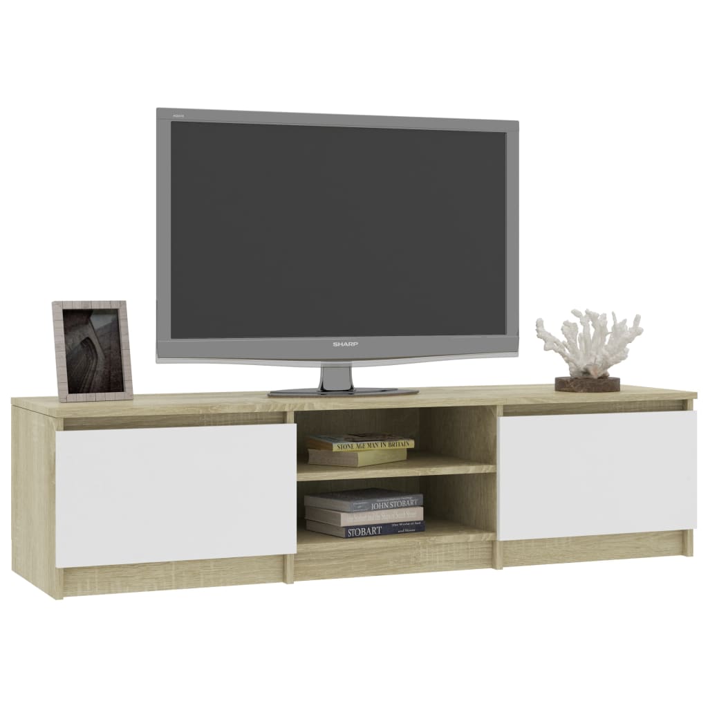 vidaXL TV-benk hvit og sonoma eik 140x40x35,5 cm sponplate