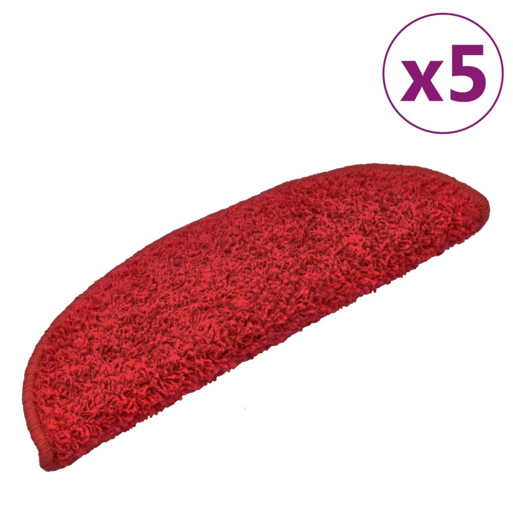 vidaXL Trappematter 5 stk 65x25 cm rød