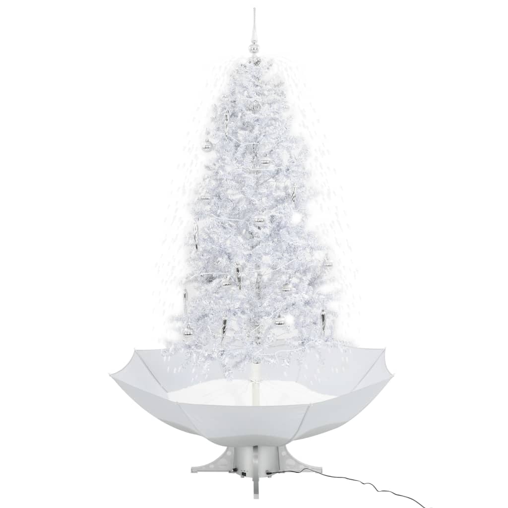vidaXL Kunstig juletre med snø og paraplyfot hvit 190 cm