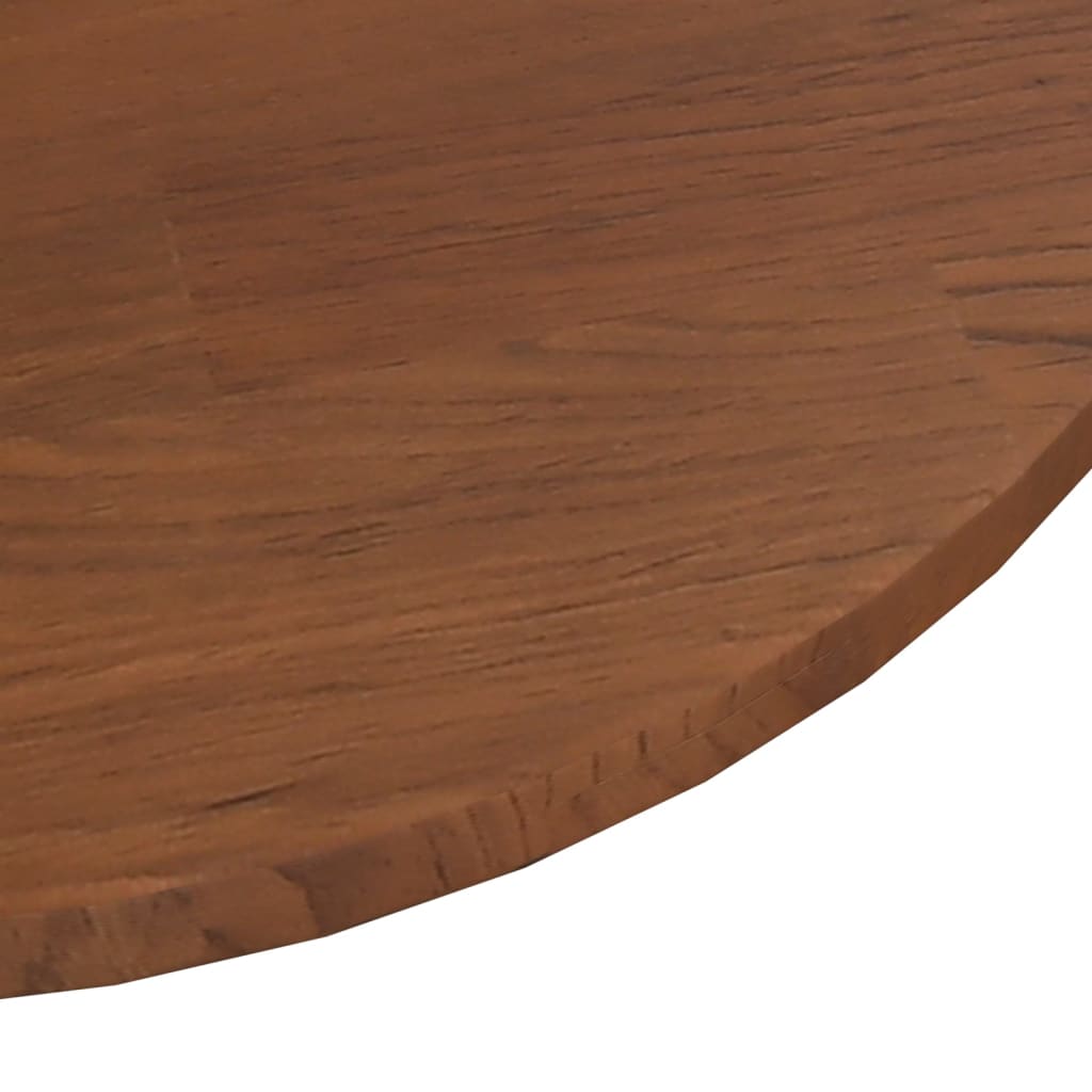 vidaXL Rund bordplate mørkebrun Ø90x1,5 cm behandlet heltre eik