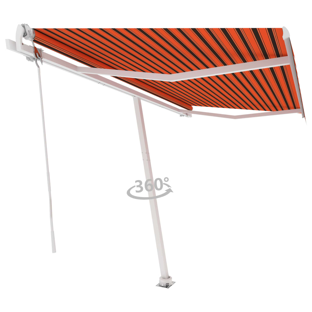 vidaXL Frittstående automatisk markise 400x300cm oransje og brun