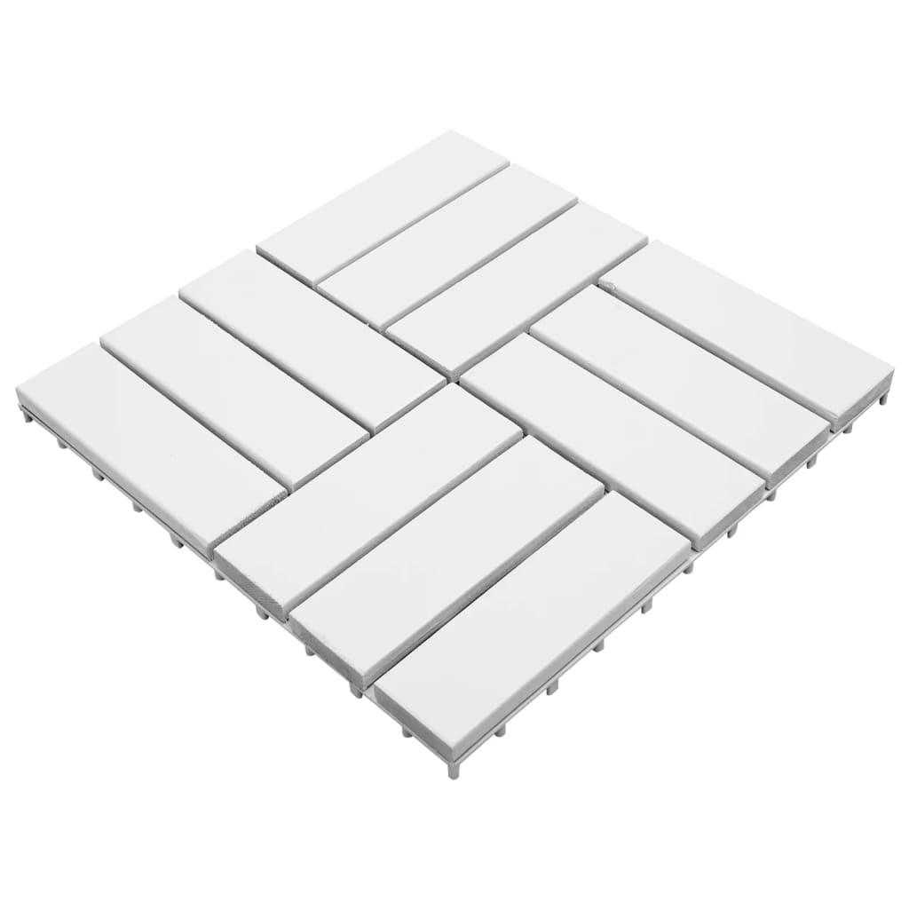 vidaXL Terrassebord 10 stk hvit 30x30 cm heltre akasie