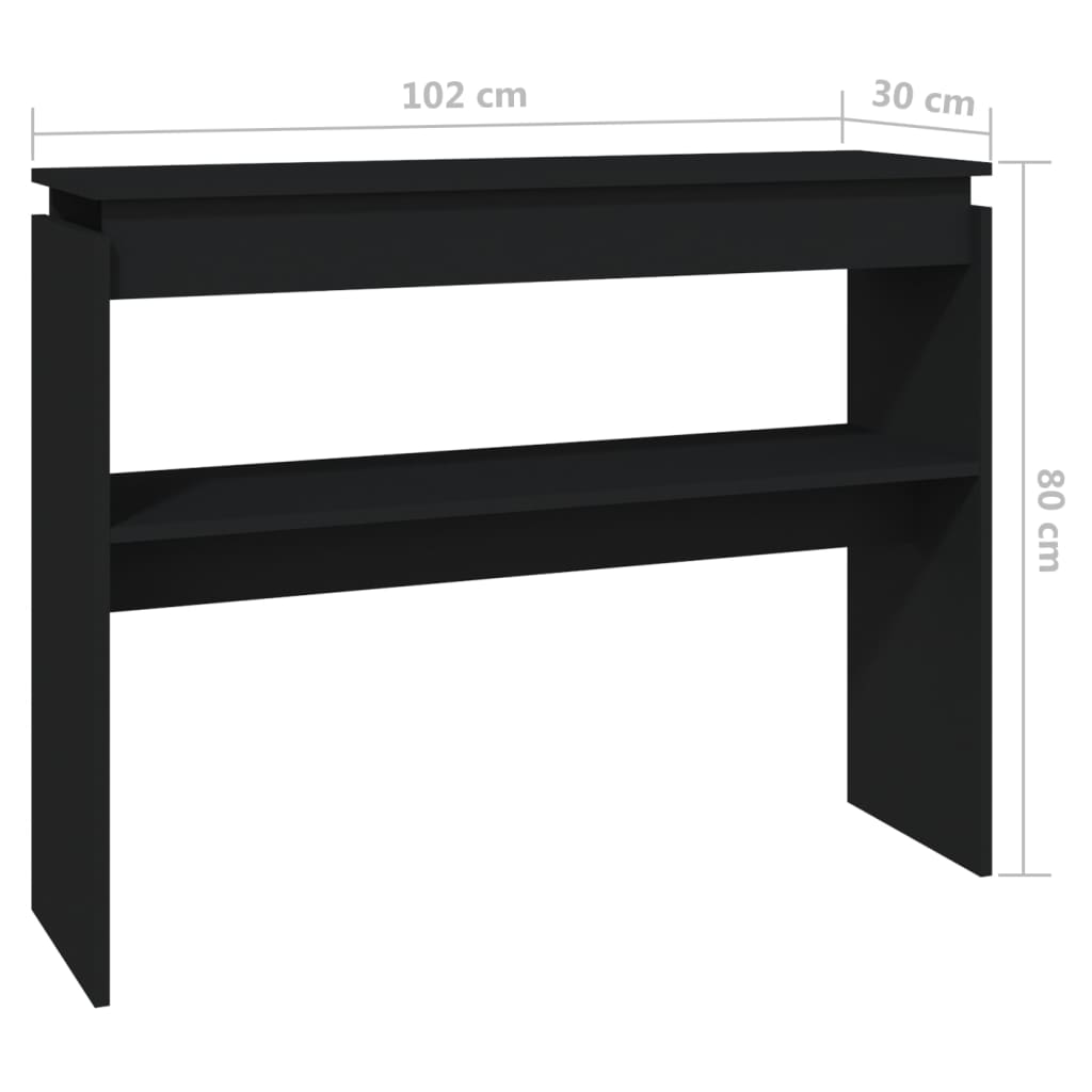 vidaXL Konsollbord svart 102x30x80 cm sponplate