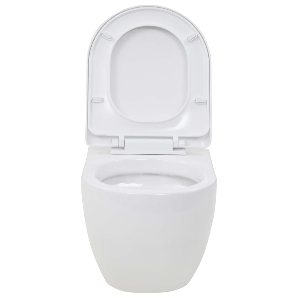 vidaXL Vegghengt toalett med skjult sisterne keramikk hvit