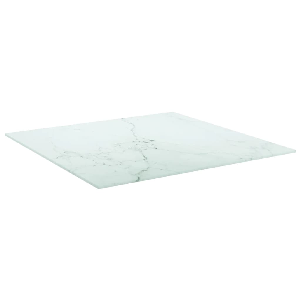 vidaXL Bordplate hvit 60x60 cm 6 mm herdet glass med marmor design