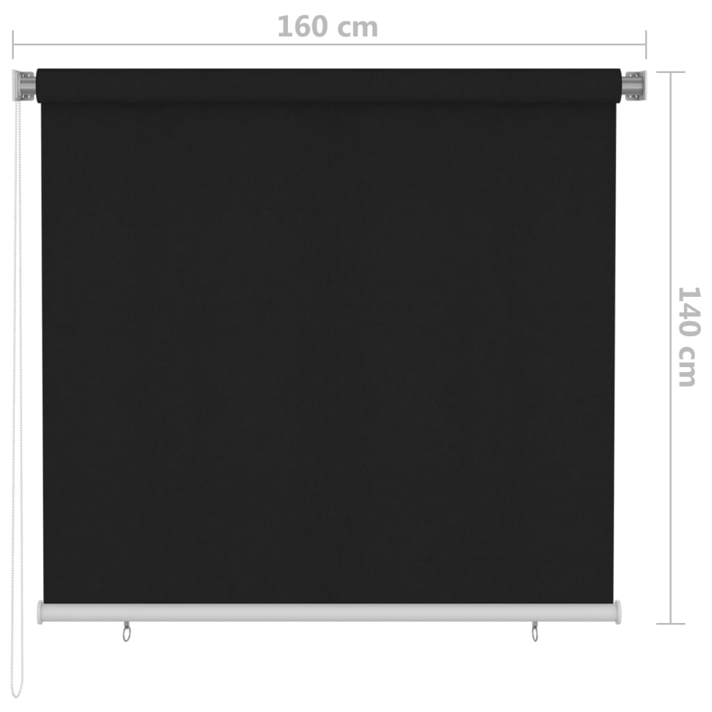 vidaXL Utendørs rullegardin 160x140 cm svart