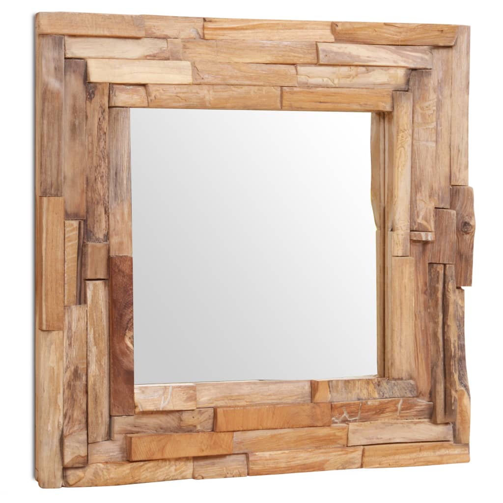 vidaXL Dekorativt speil teak 60x60 cm kvadratisk