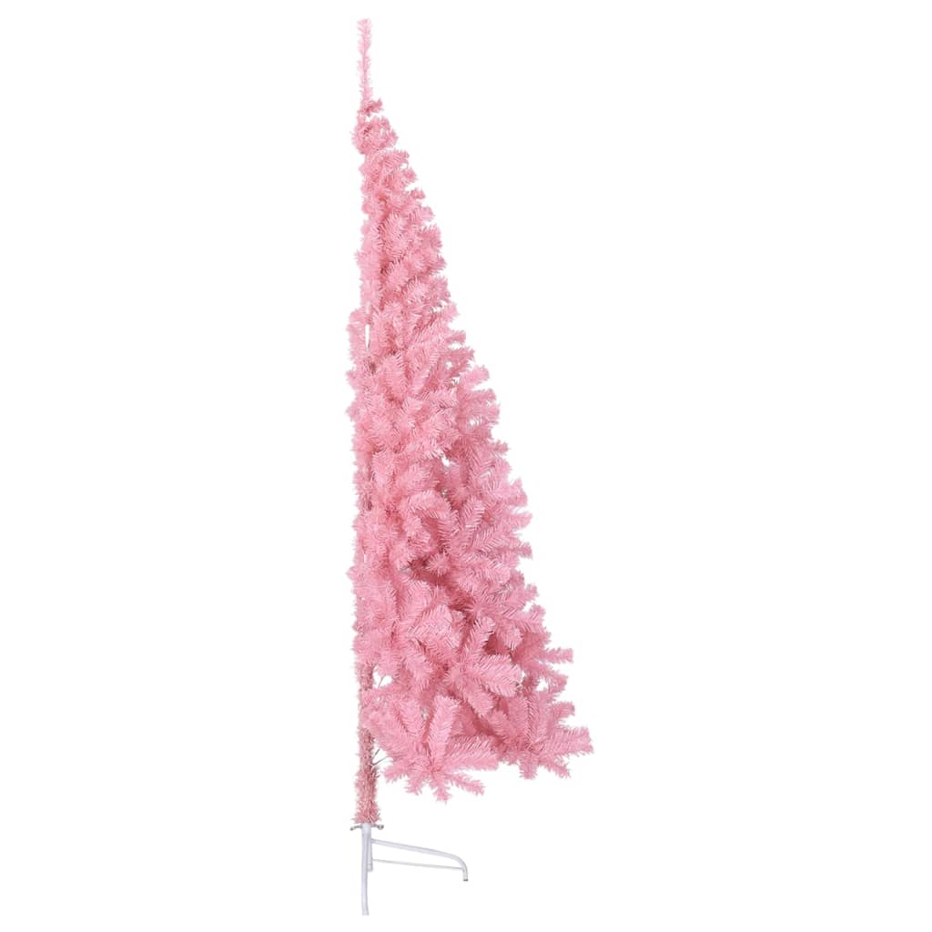 vidaXL Kunstig juletre halvt med stativ rosa 210 cm PVC