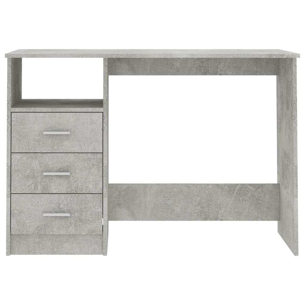 vidaXL Skrivebord med skuffer betonggrå 110x50x76 cm sponplate