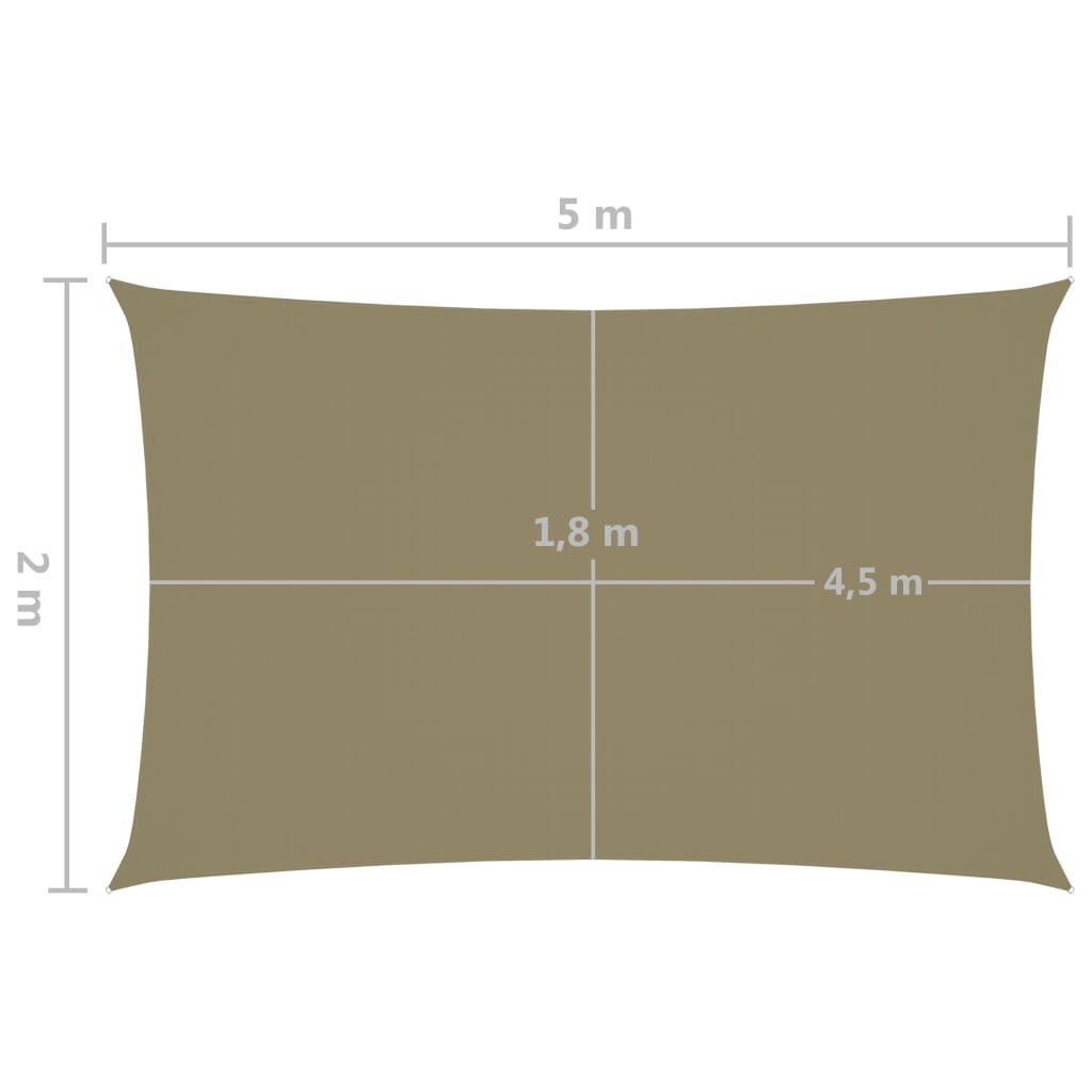 vidaXL Solseil oxfordstoff rektangulær 2x5 m beige