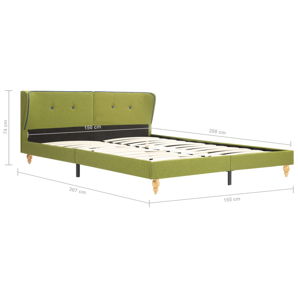 280711 vidaXL Bed Frame Green Fabric 150x200 cm (UK/NO/IE/FI/DE/FR/NL only)