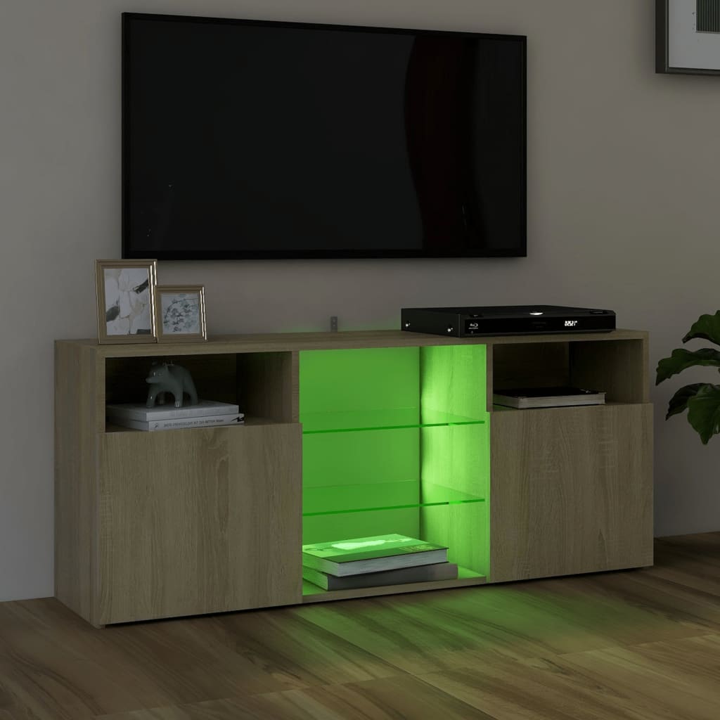 vidaXL TV-benk med LED-lys sonoma eik 120x30x50 cm