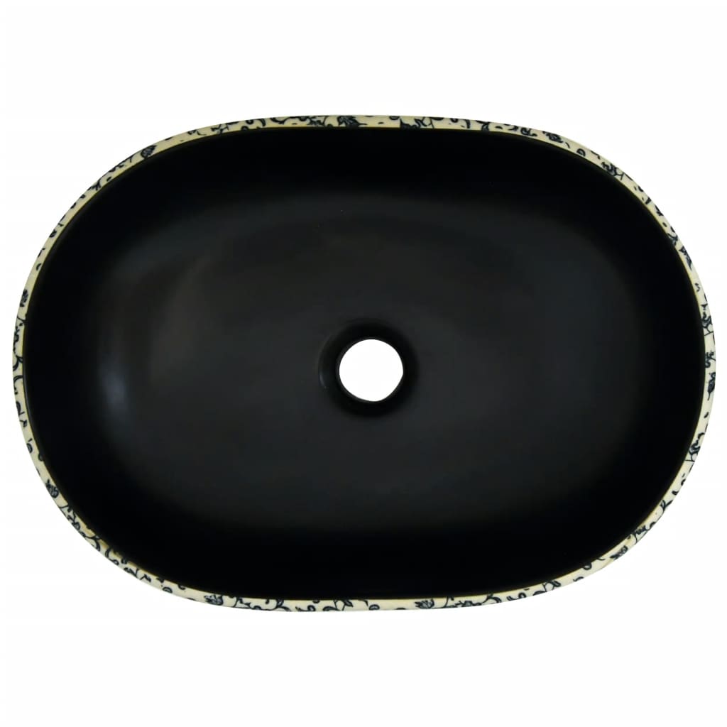 vidaXL Benkeservant svart og blå oval 47x33x13 cm keramikk