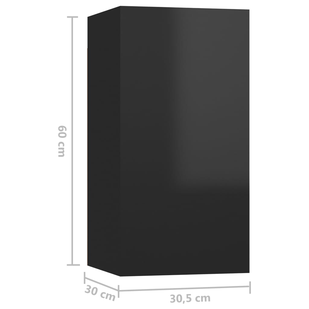 vidaXL TV-benker 4 stk høyglans svart 30,5x30x60 cm sponplate