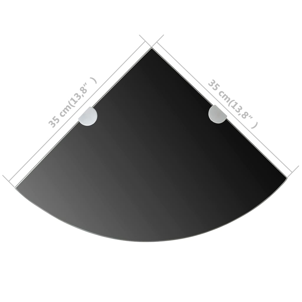 vidaXL Hjørnehylle med kromstøtter svart glass 35x35 cm