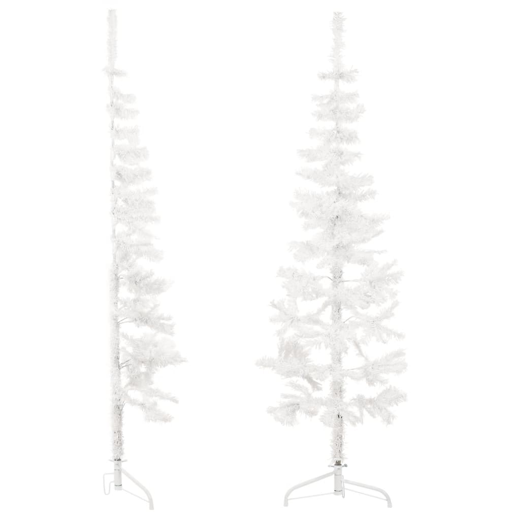 vidaXL Kunstig halvt juletre med stativ slankt hvit 150 cm