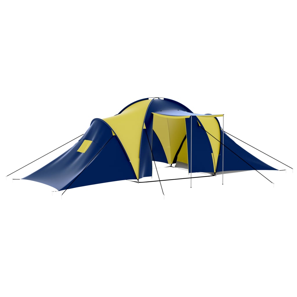 vidaXL Campingtelt stoff 9 personer blå og gul