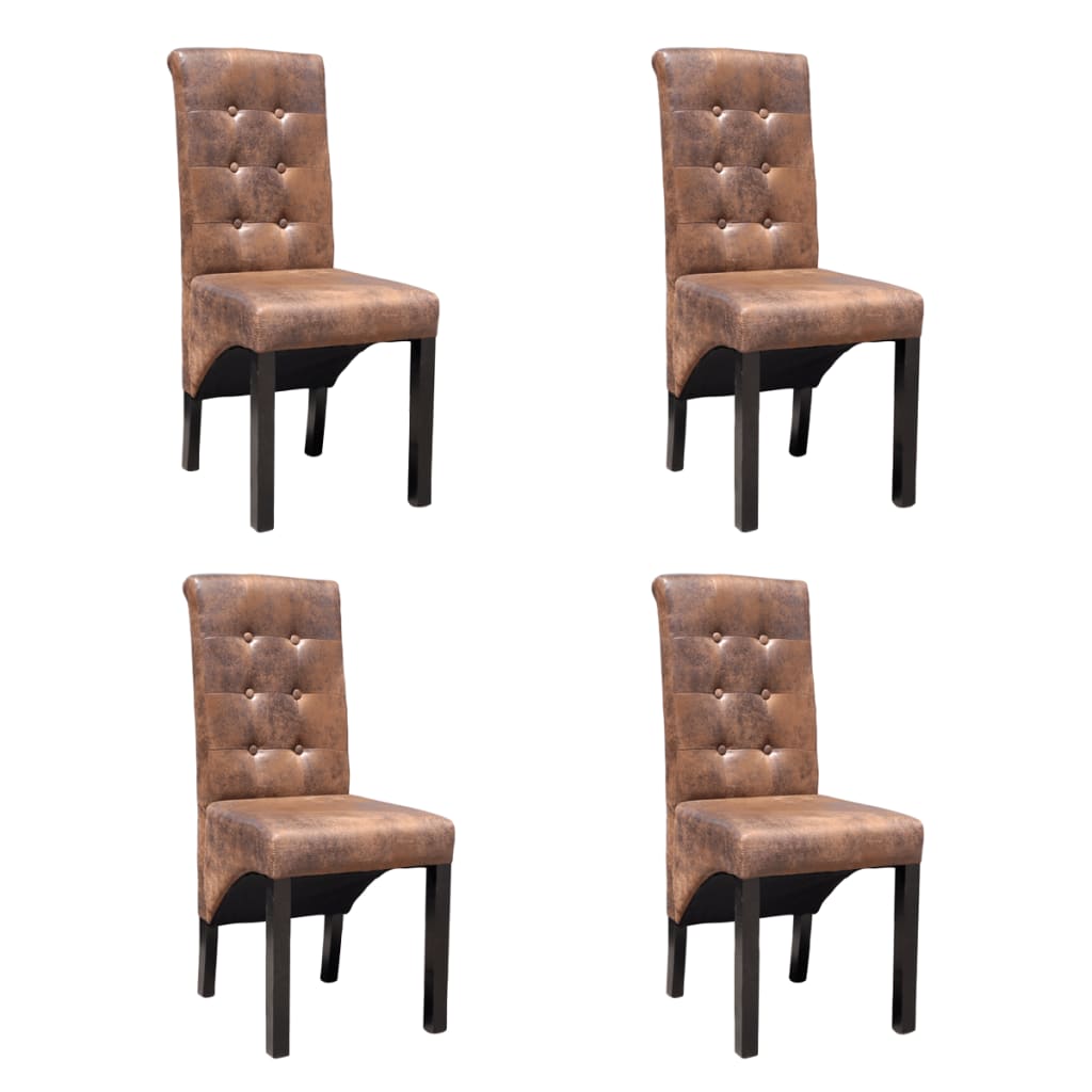 vidaXL Spisestoler 4 stk brun kunstlær