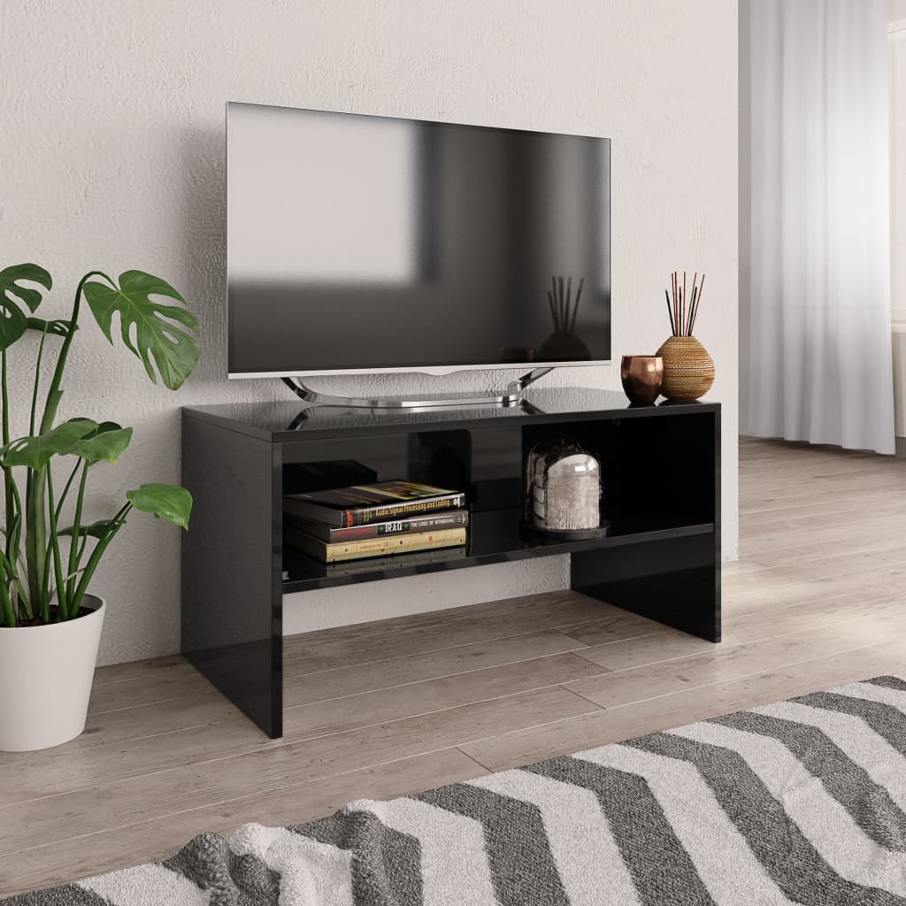 vidaXL TV-benk høyglans svart 80x40x40 cm sponplate