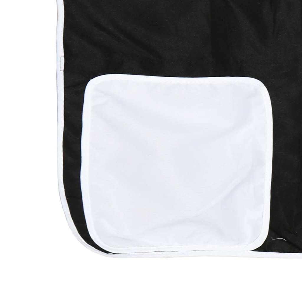 vidaXL Køyeseng for barn gardiner hvit og svart 90x190 cm heltre furu