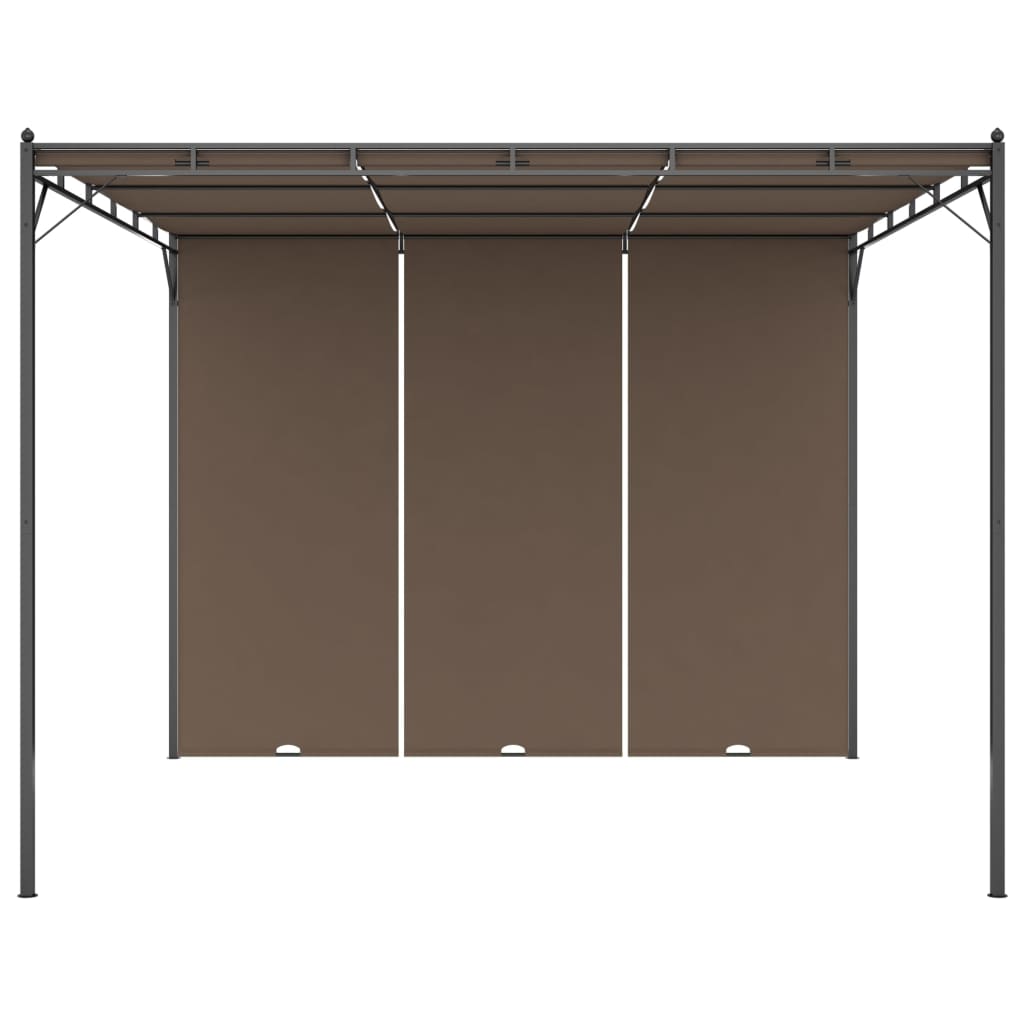 vidaXL Hagepaviljong med sidegardin 3x3x2,25 m gråbrun