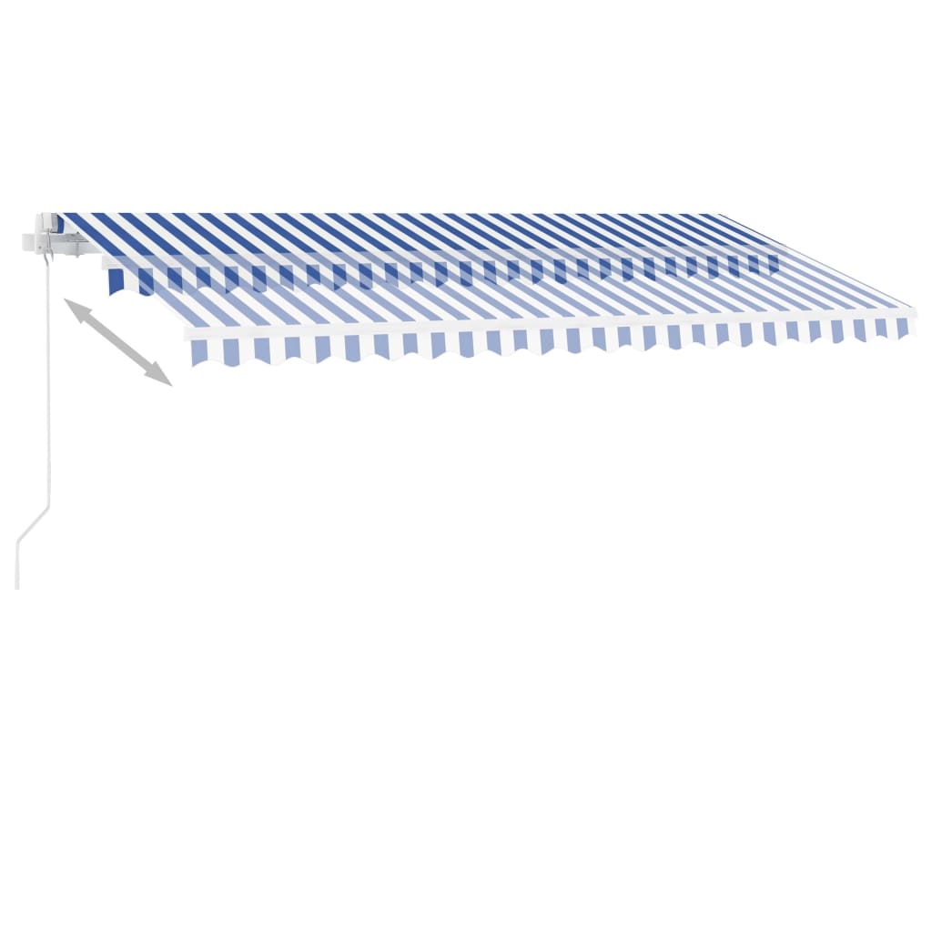 vidaXL Manuell uttrekkbar markise med LED 450x350 cm blå og hvit