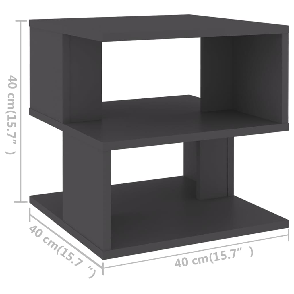 vidaXL Sidebord grå 40x40x40 cm sponplate