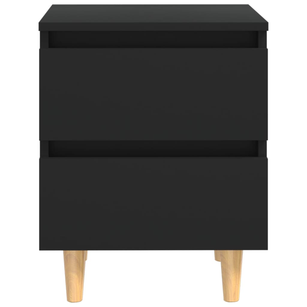 vidaXL Nattbord med heltre furuben svart 40x35x50 cm