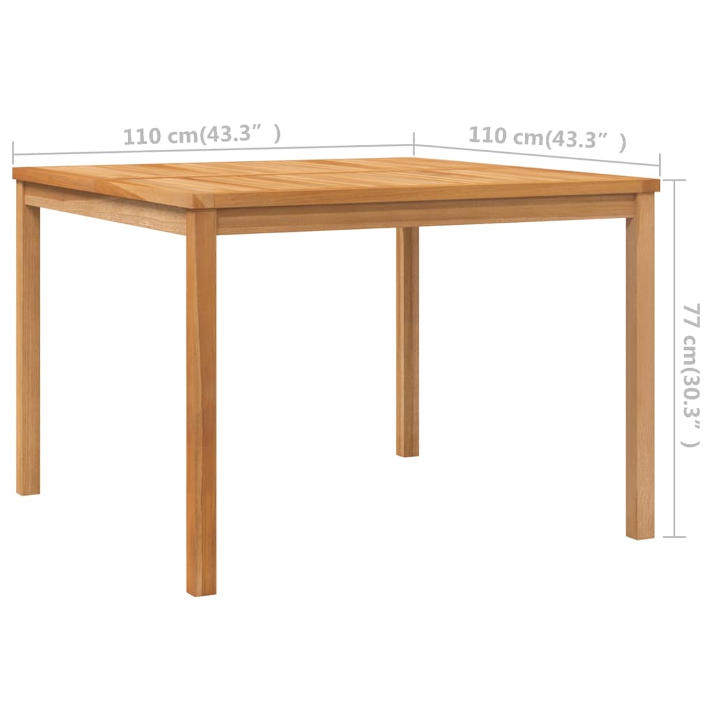 vidaXL Utendørs spisebord 110x110x77 cm heltre teak