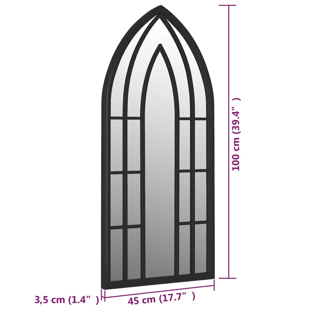 vidaXL Hagespeil svart 100x45 cm for utendørs bruk jern