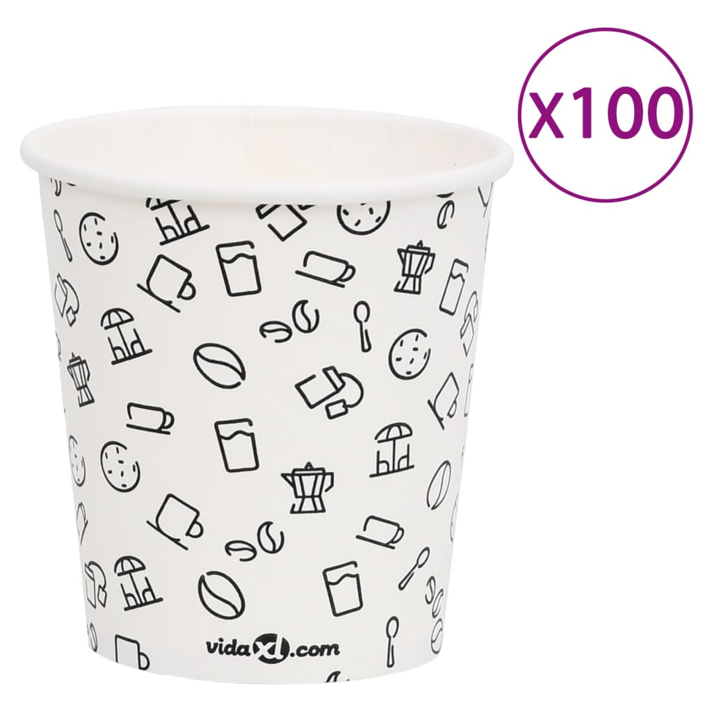 vidaXL Kaffepapirkopper 200 ml 100 stk hvit og svart