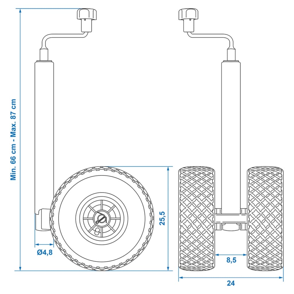 ProPlus Dobbelt nesehjul plastfelg med luftdekk 26x8,5 cm 341508