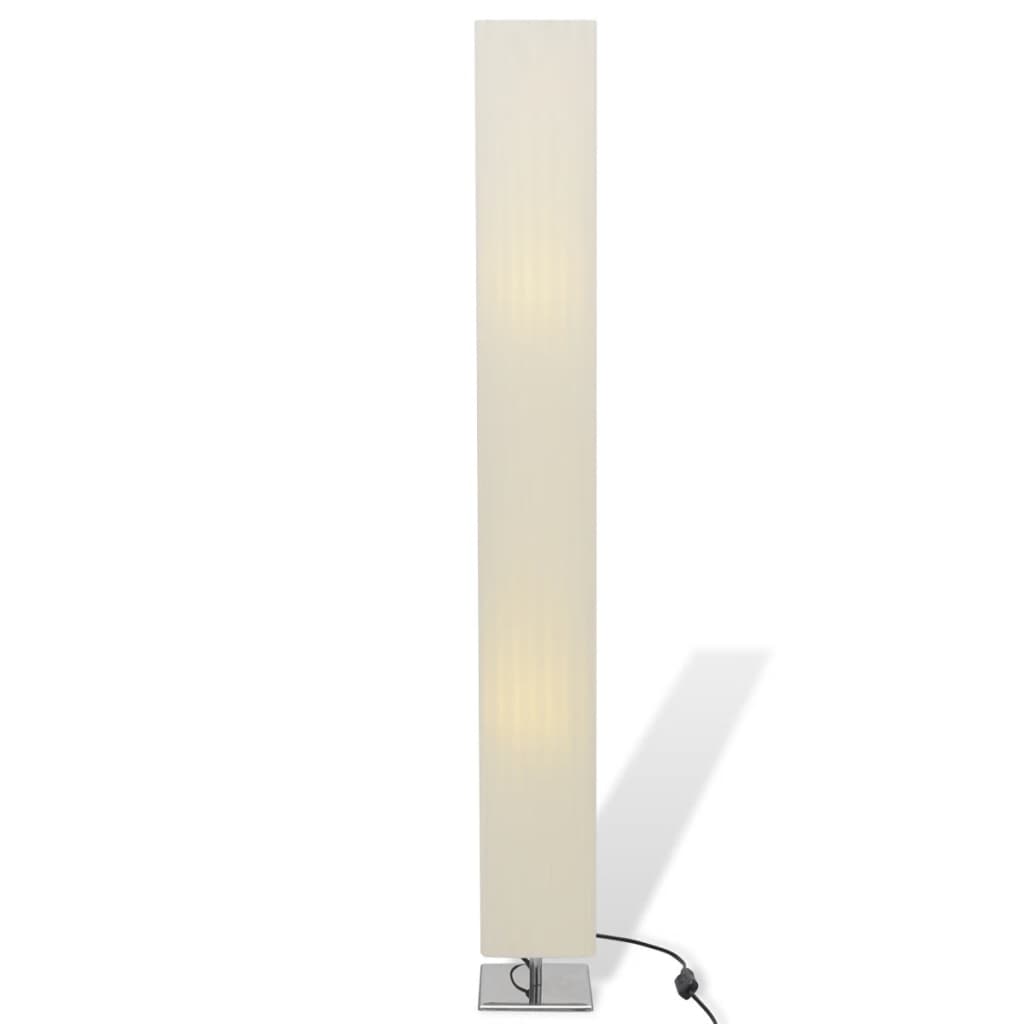 Firkantet gulvlampe i rustfritt stål med hvit PE lampeskjerm