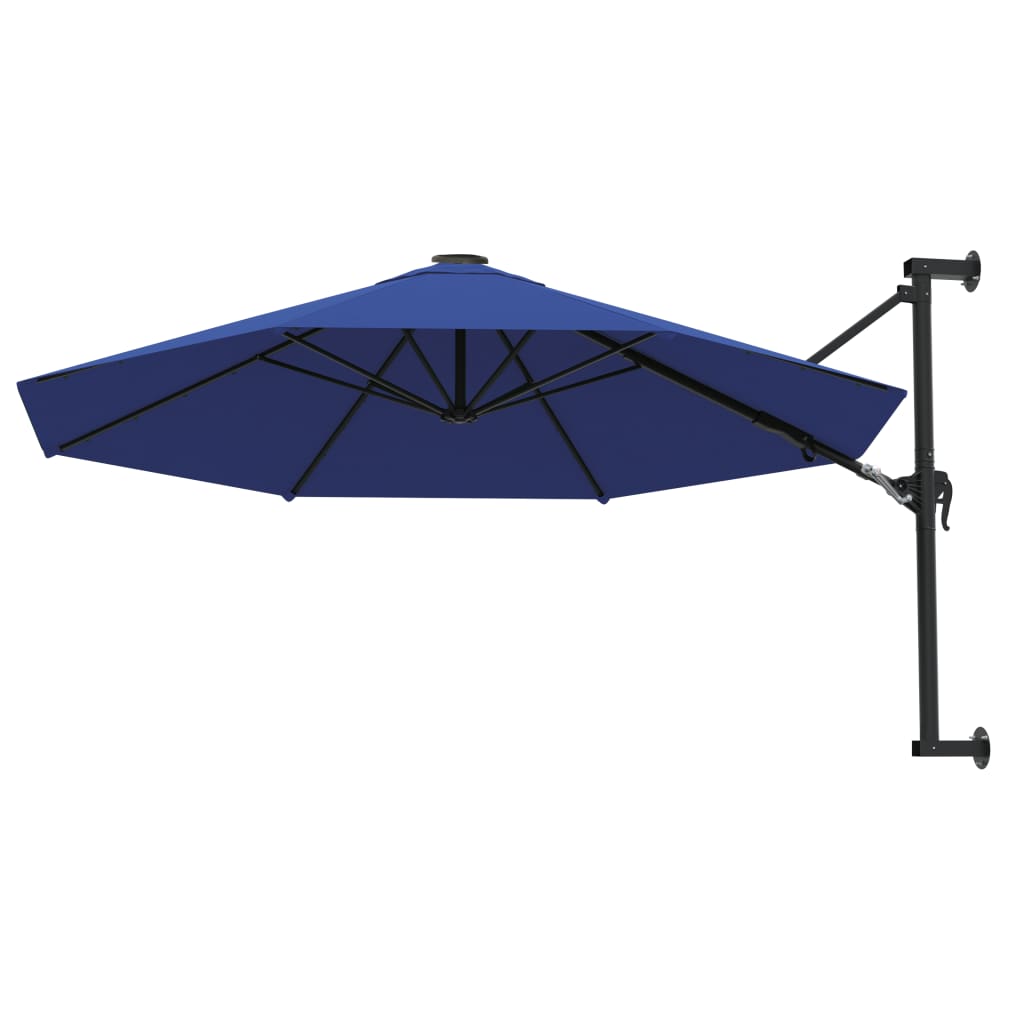 vidaXL Veggmontert parasoll med metallstang 300 cm blå