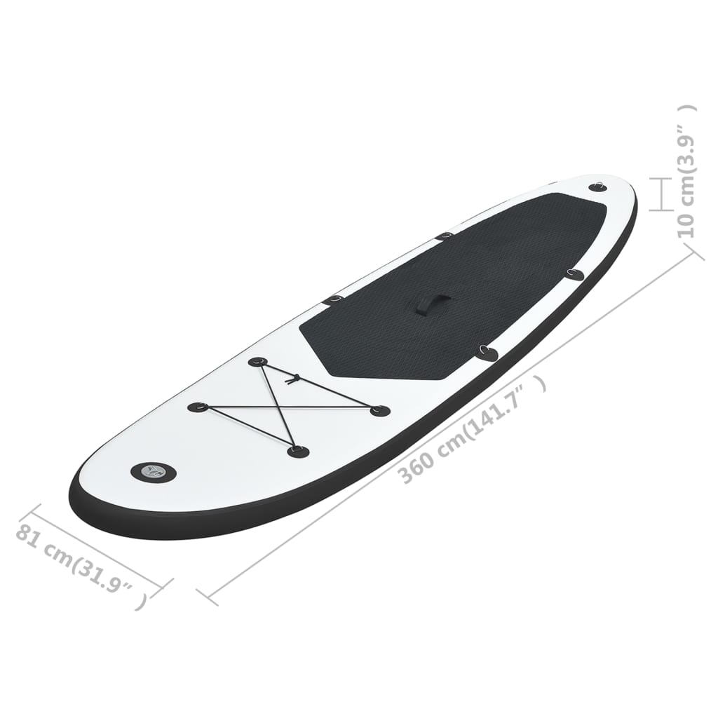 vidaXL Oppblåsbart padlebrettsett svart og hvit