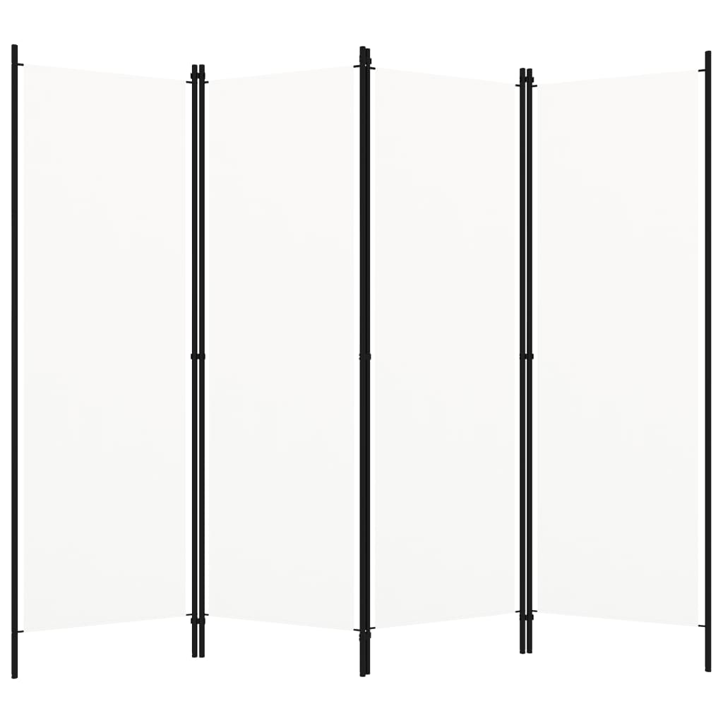 vidaXL Romdeler 4 paneler kremhvit 200x180 cm