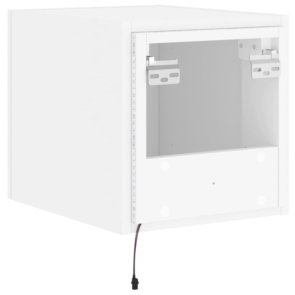 vidaXL Vegghengt TV-benk med LED hvit 30,5x35x30 cm
