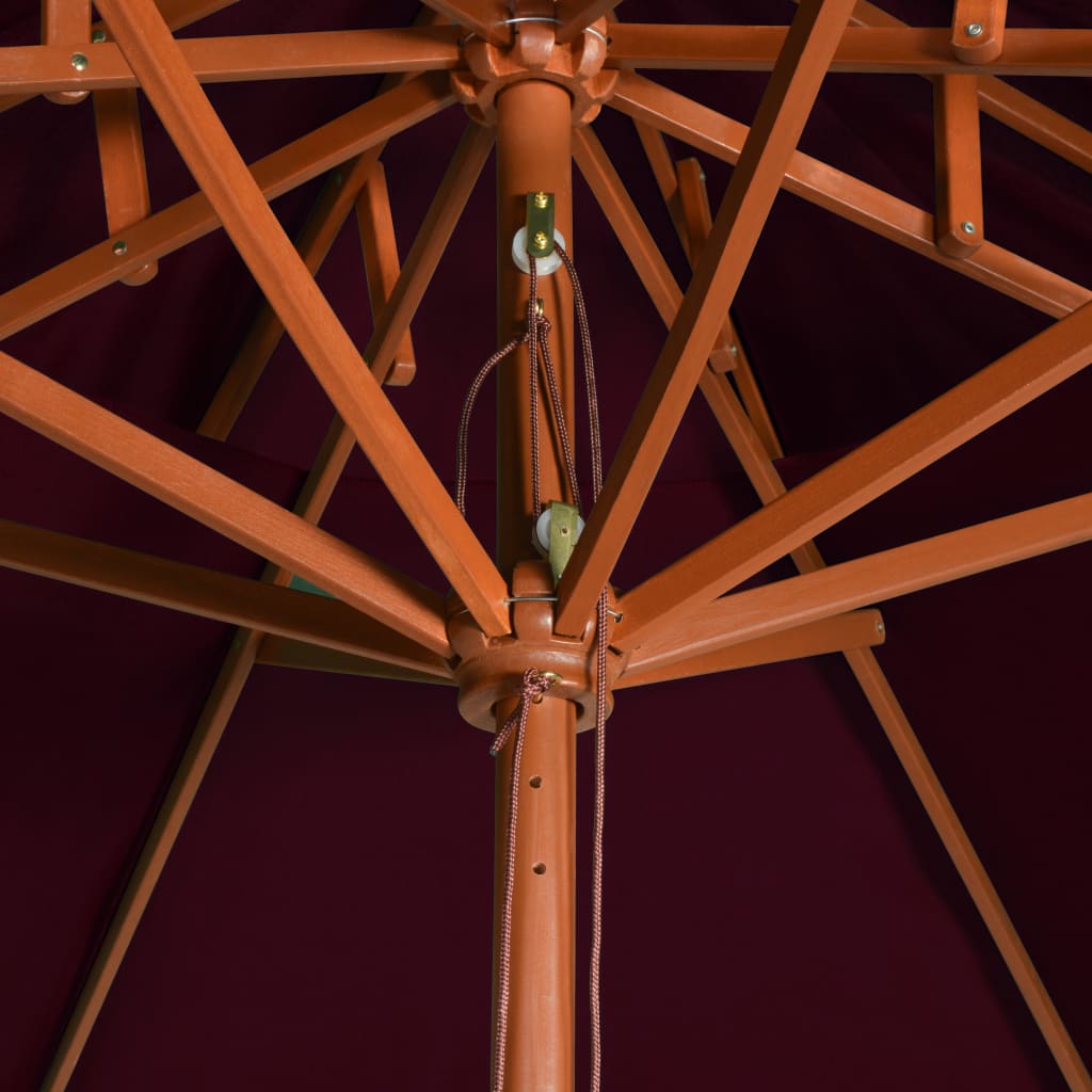 vidaXL Dobbel parasoll med trestang 270 cm vinrød